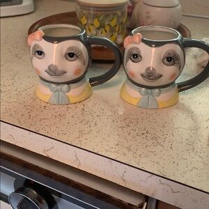 2 Bundle of Cute Sloth Face Mugs with Gray and Yellow Mugs